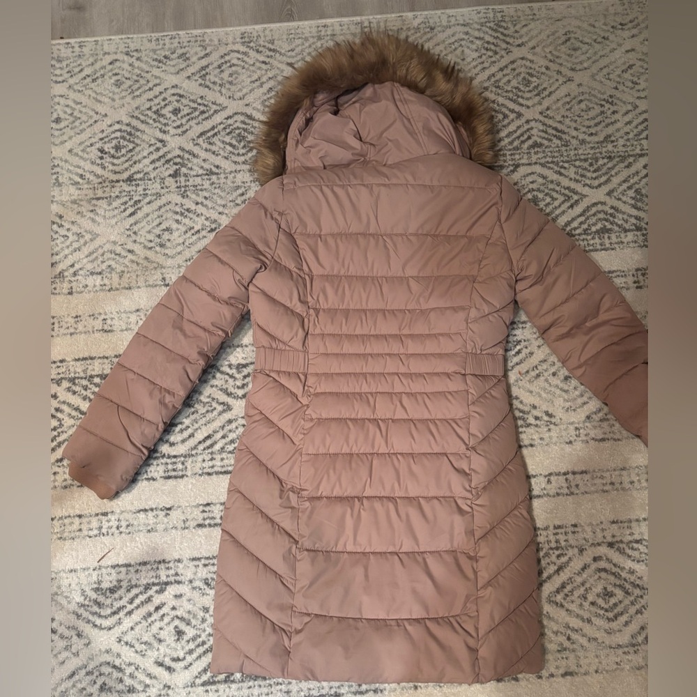 Hollister Women's Brown Puffer Coat with Faux Fur Hood - Picture 2 of 3